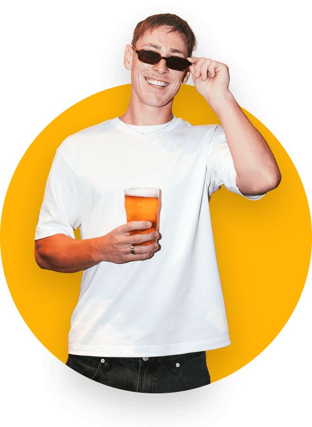 man holding a beer