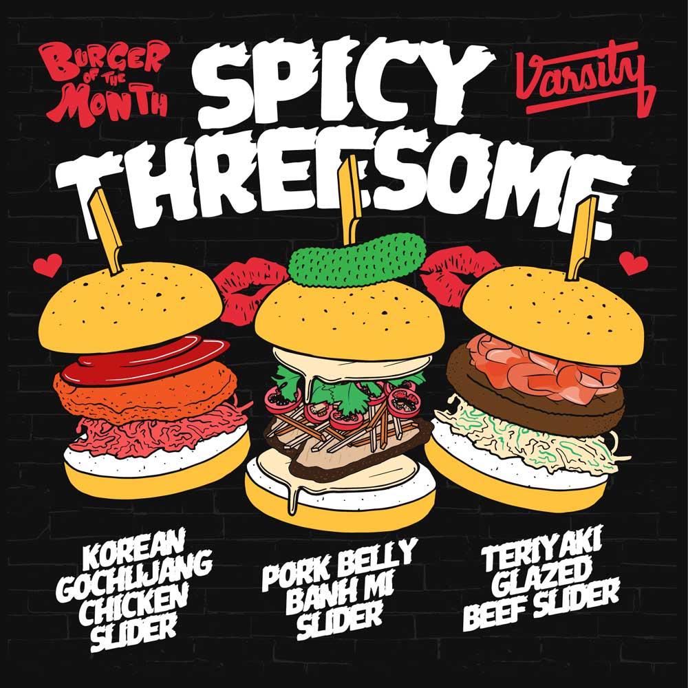 Spicy threesome burgers